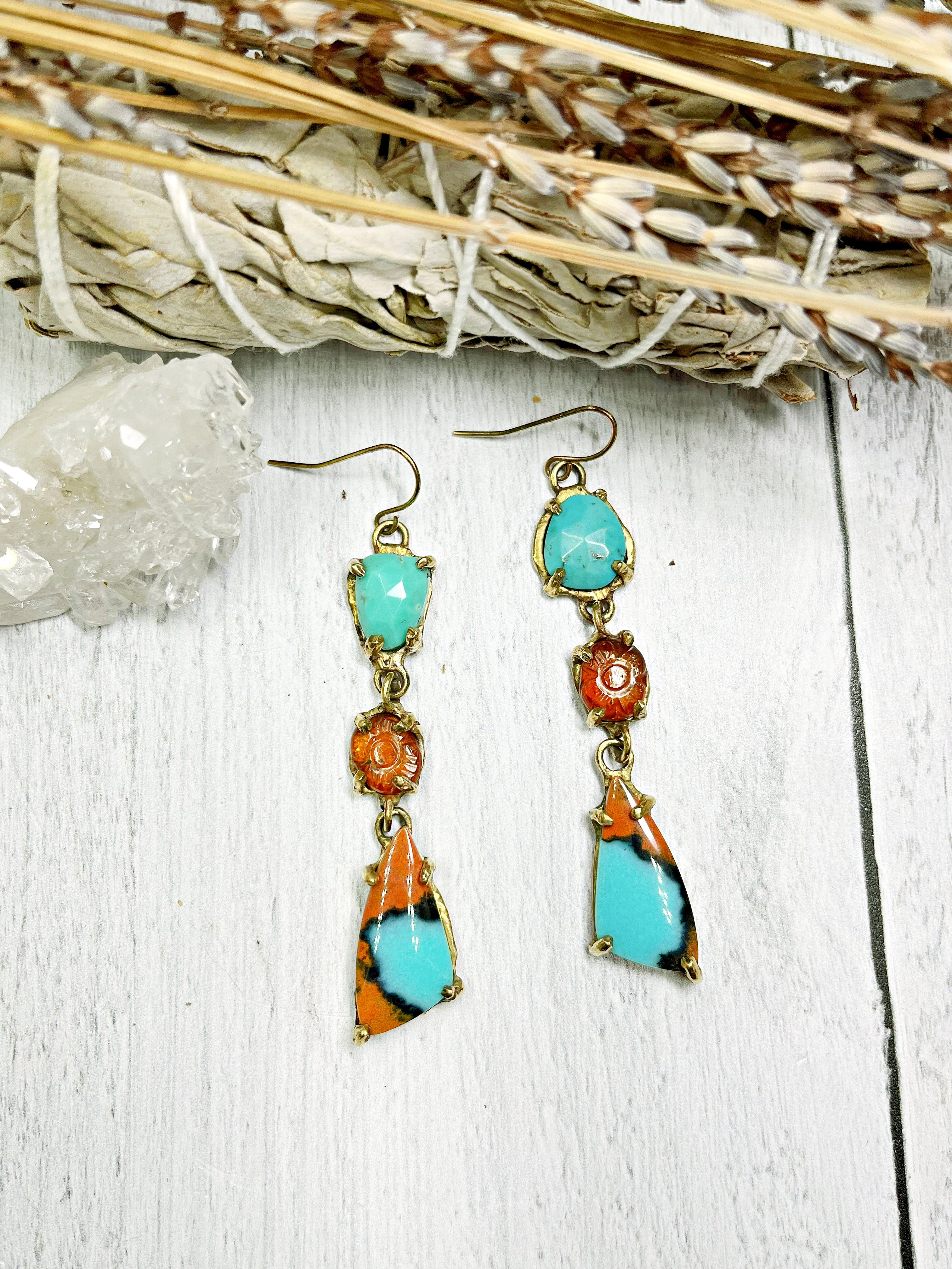 Chrysocolla Cuprite and Tenorite Earrings | Earth Sage Jewelry